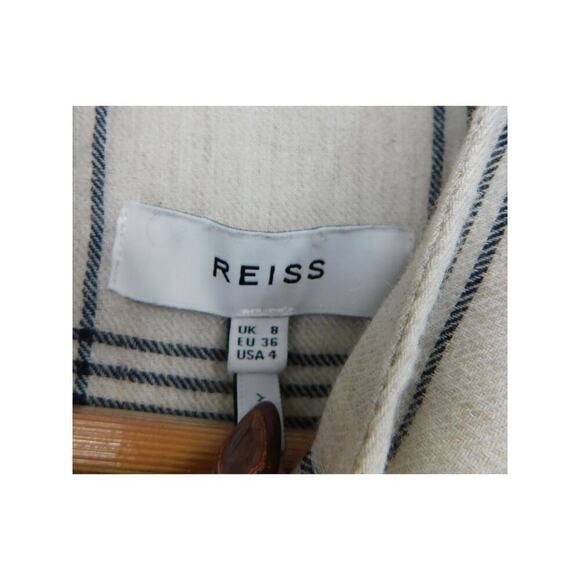 Reiss Dasha Windowpane Plaid‎ Mini Shirt Dress Belted Mock Neck Size 4 White - Picture 4 of 6